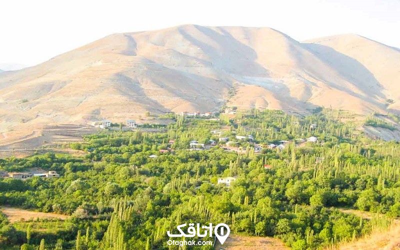 خانه ها و درختان روستایی در کوهپایه