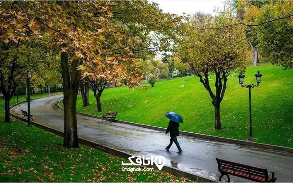 فضای سبز و مسیر پیاده‌روی پارک ملت مشهد